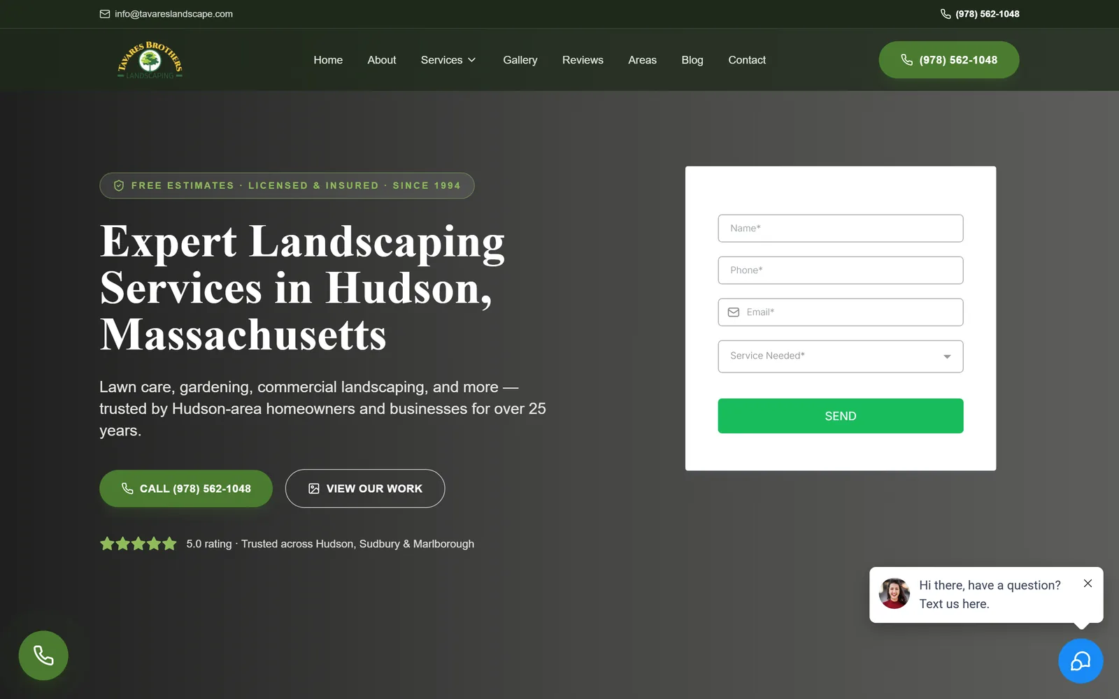 Site de Tavares Brothers Landscaping