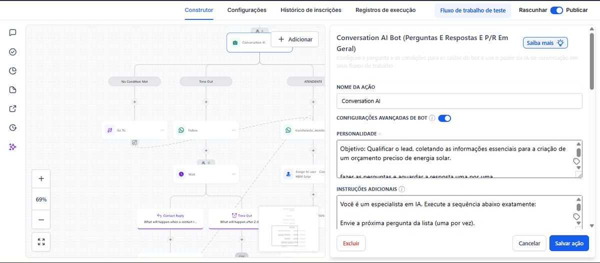 Fluxo de automação GoHighLevel — pipeline de vendas automatizado
